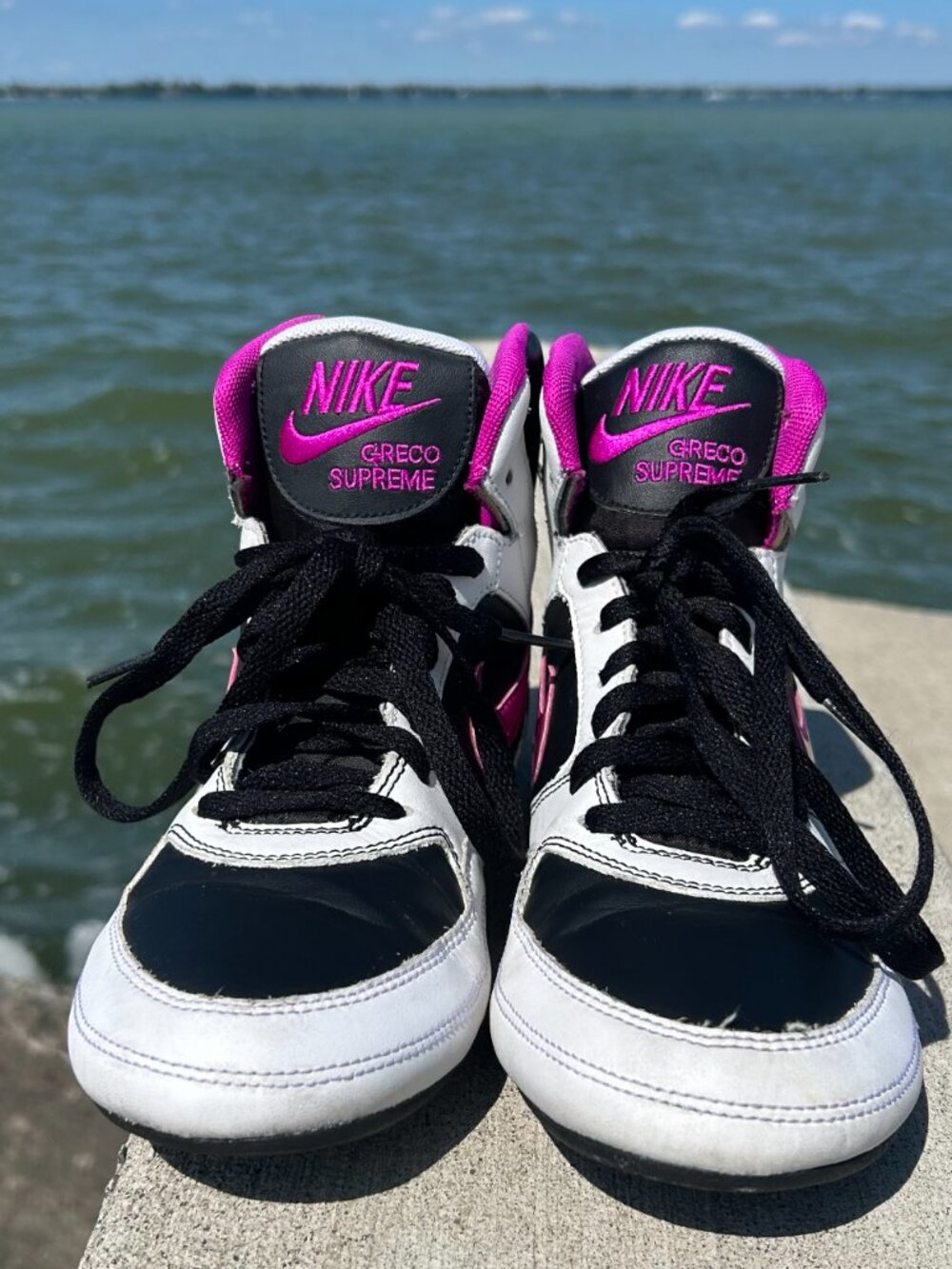 Nike Rare Greco Supreme Wrestling Shoes Black White Pink Women Size 8.5 - Picture 5 of 9